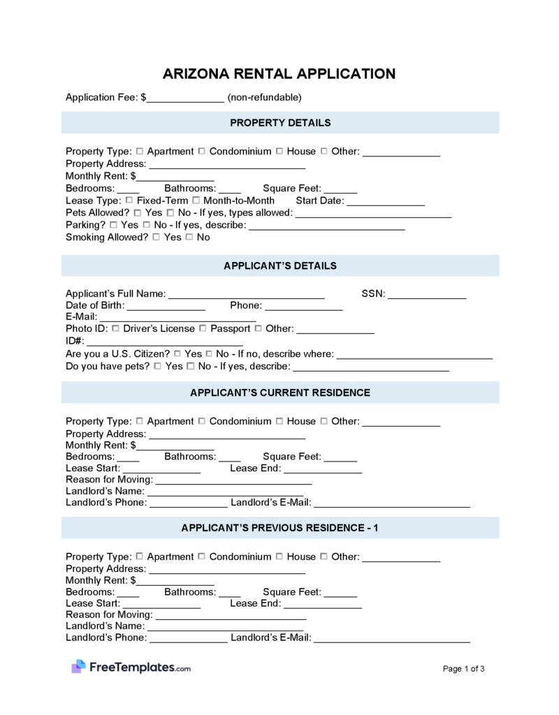 Arizona Rental Application Form - ailawyer.com | PDF | Word