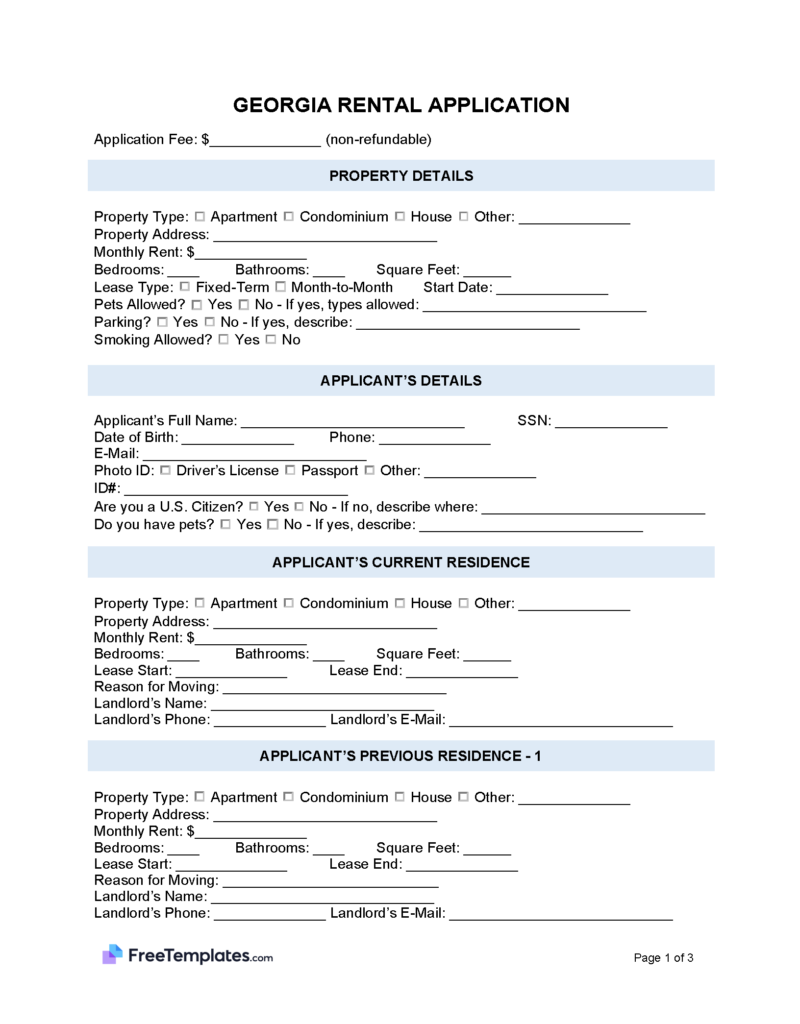 Georgia Rental Application Form - ailawyer.com | PDF | Word